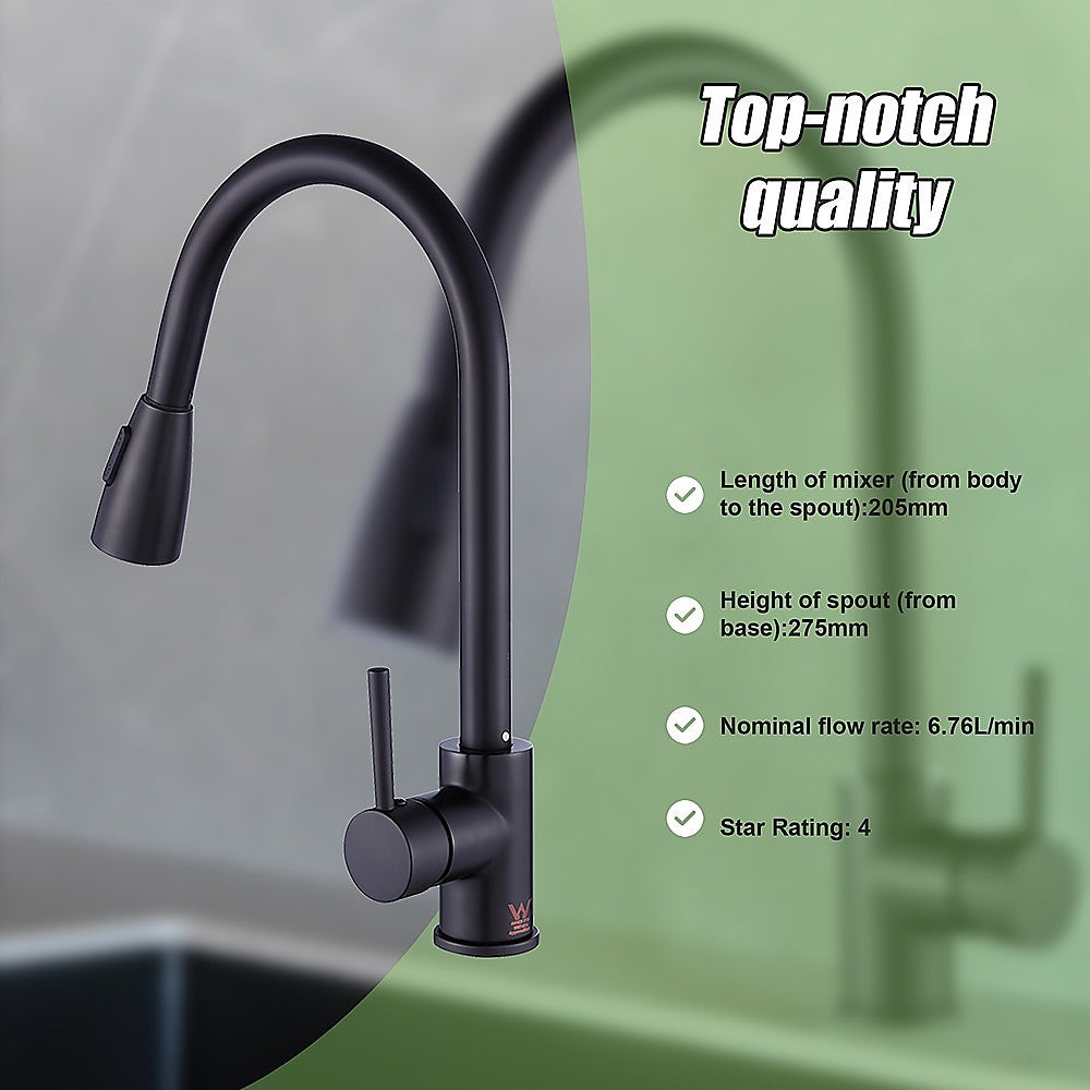 Kitchen Mixer Tap Faucet Basin Laundry Sink - BLACK