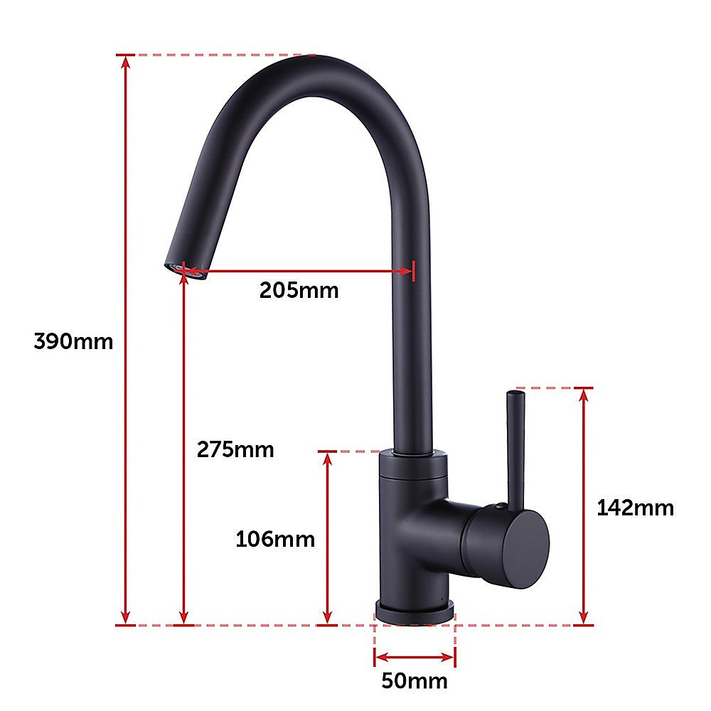 Kitchen Mixer Tap Faucet Basin Laundry Sink - BLACK