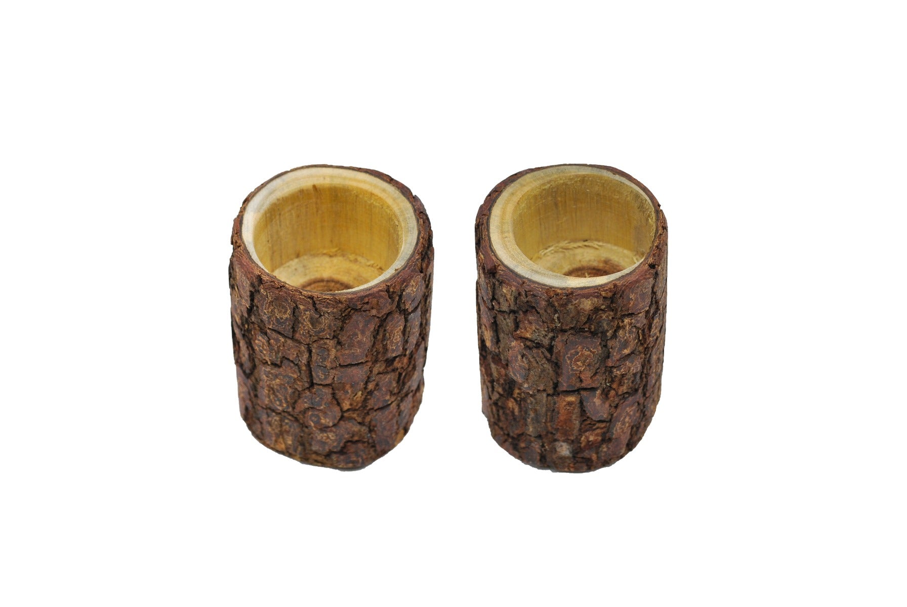 Set of 2 Wooden Natural Egg Cup Natural