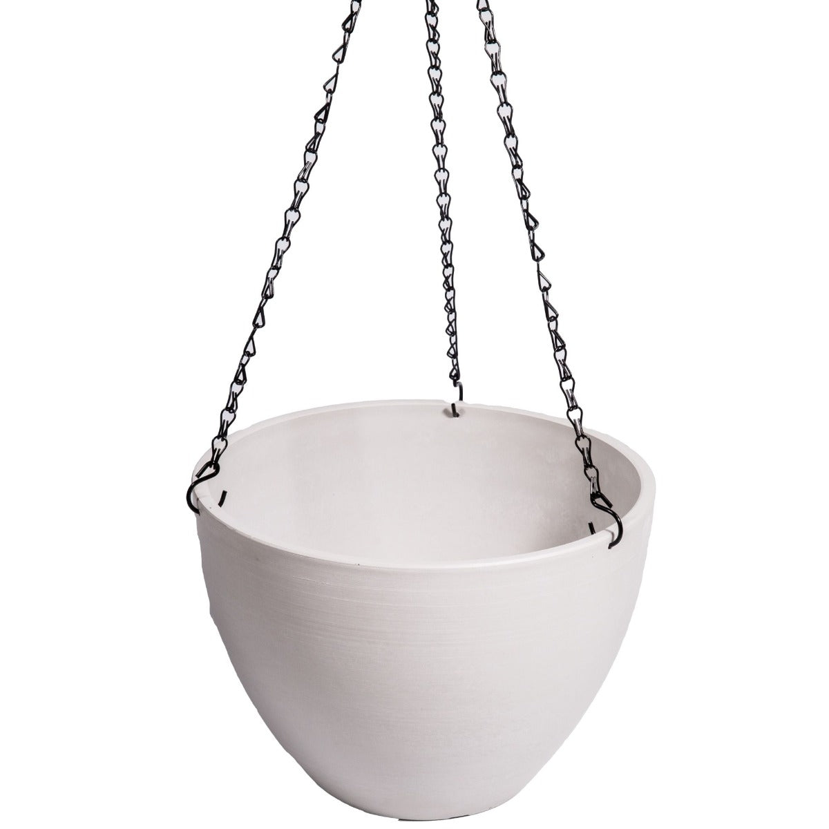 Hanging Rustic White Plastic Pot with Chain 30cm