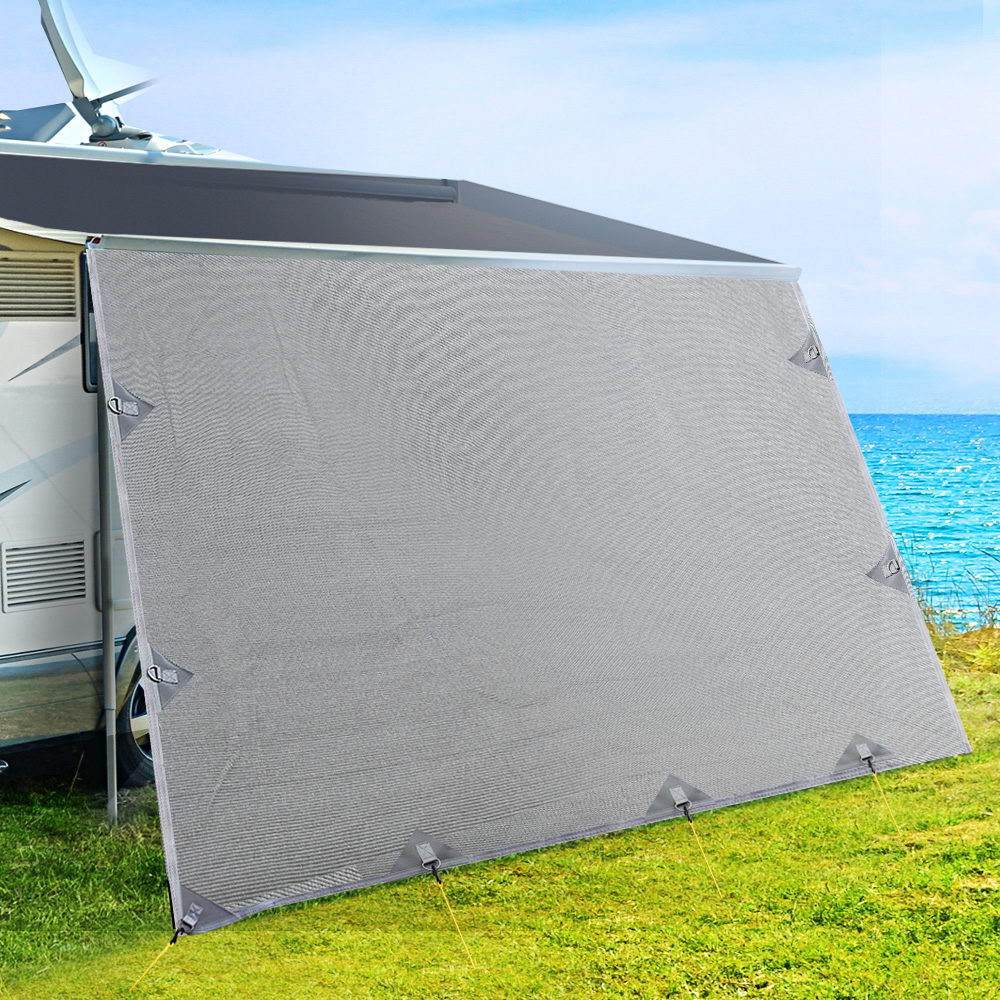 3.4M Caravan Privacy Screens 1.95m Roll Out Awning End Wall Side Sun Shade