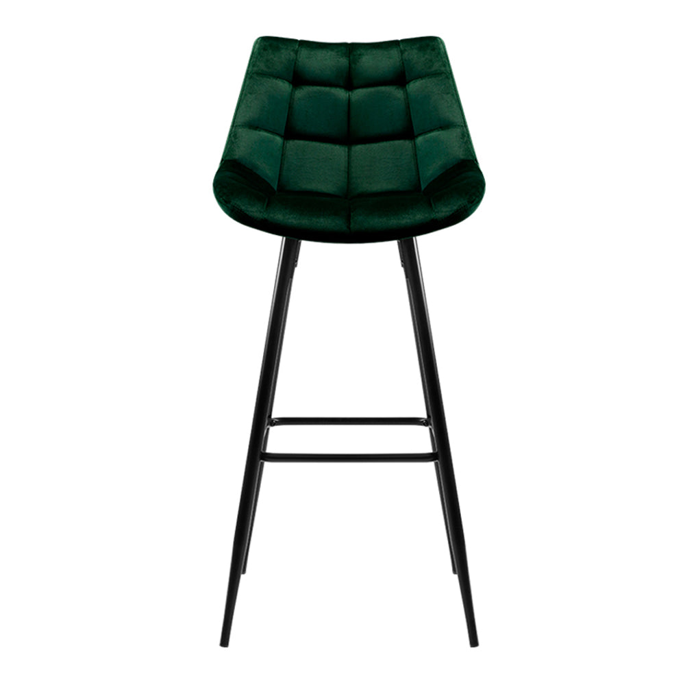 Artiss Set of 2 Velvet Bar Stools - Green