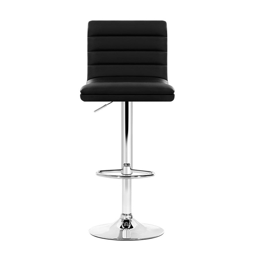 Artiss Set of 4 PU Leather Lined Pattern Bar Stools- Black and Chrome