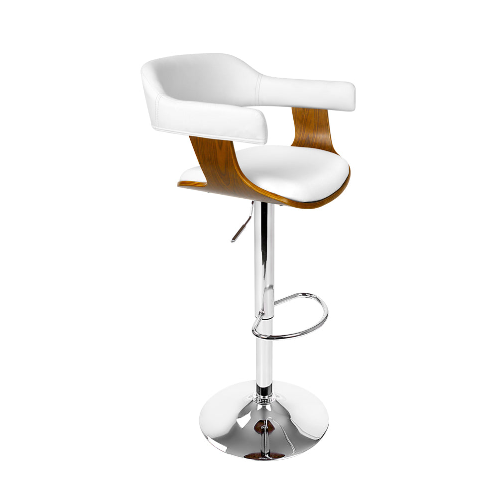 Artiss Wooden PU Leather Bar Stool - White and Chrome