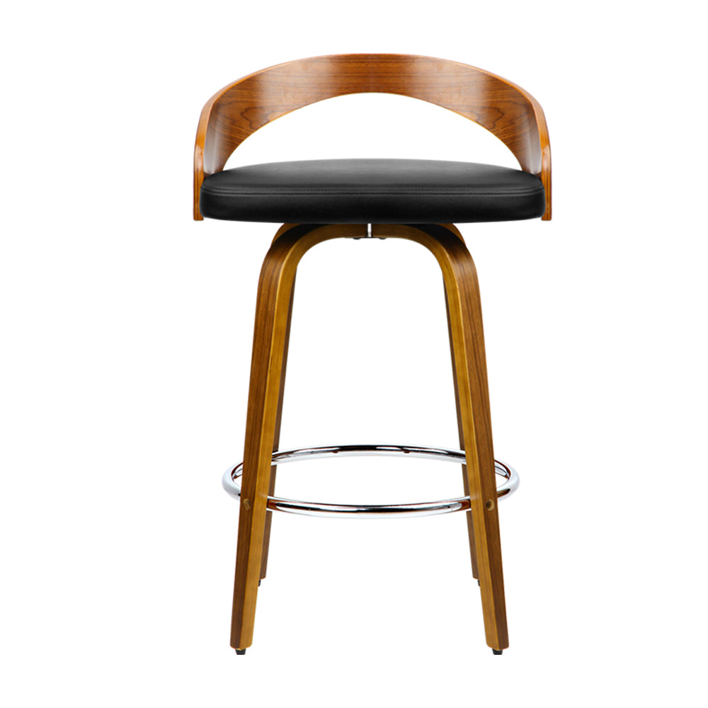 Artiss Set of 4 Walnut Wood Bar Stools - Black and Brown