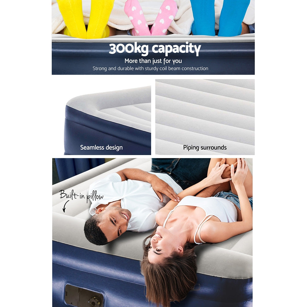 Bestway King Air Bed Inflatable Mattress Sleeping Mat Battery Built-in Pump