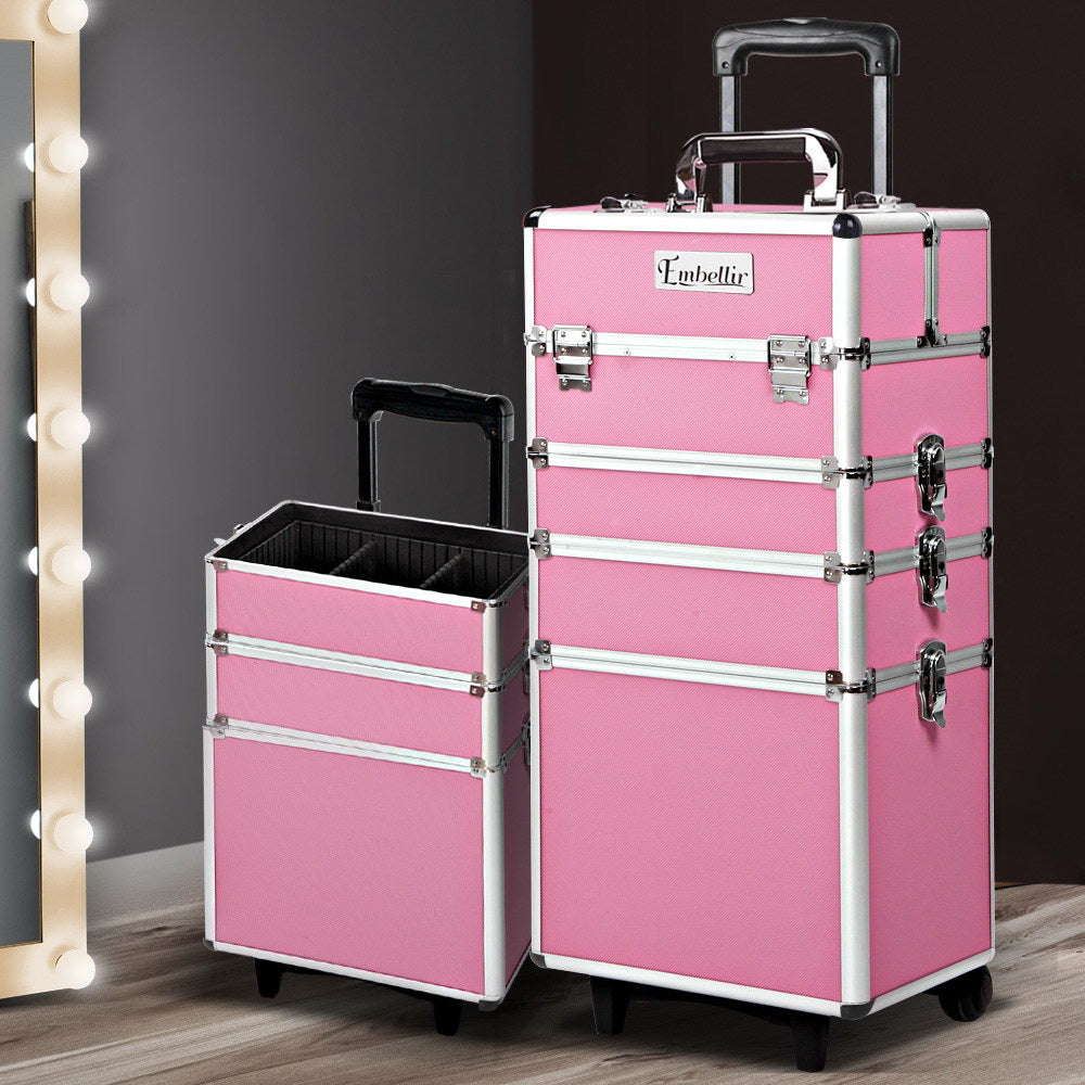 Embellir 7 in 1 Portable Cosmetic Beauty Makeup Trolley - Pink