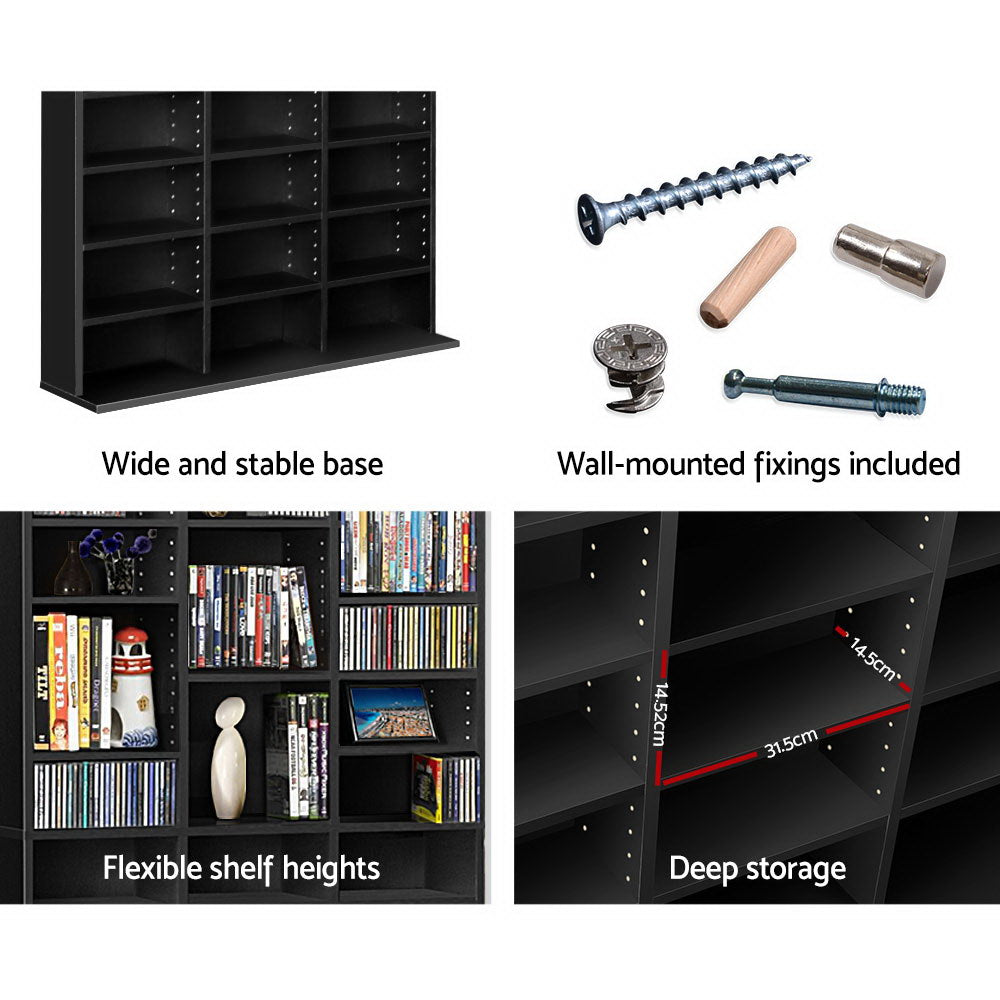 Artiss Adjustable Book Storage Shelf Rack Unit - Black