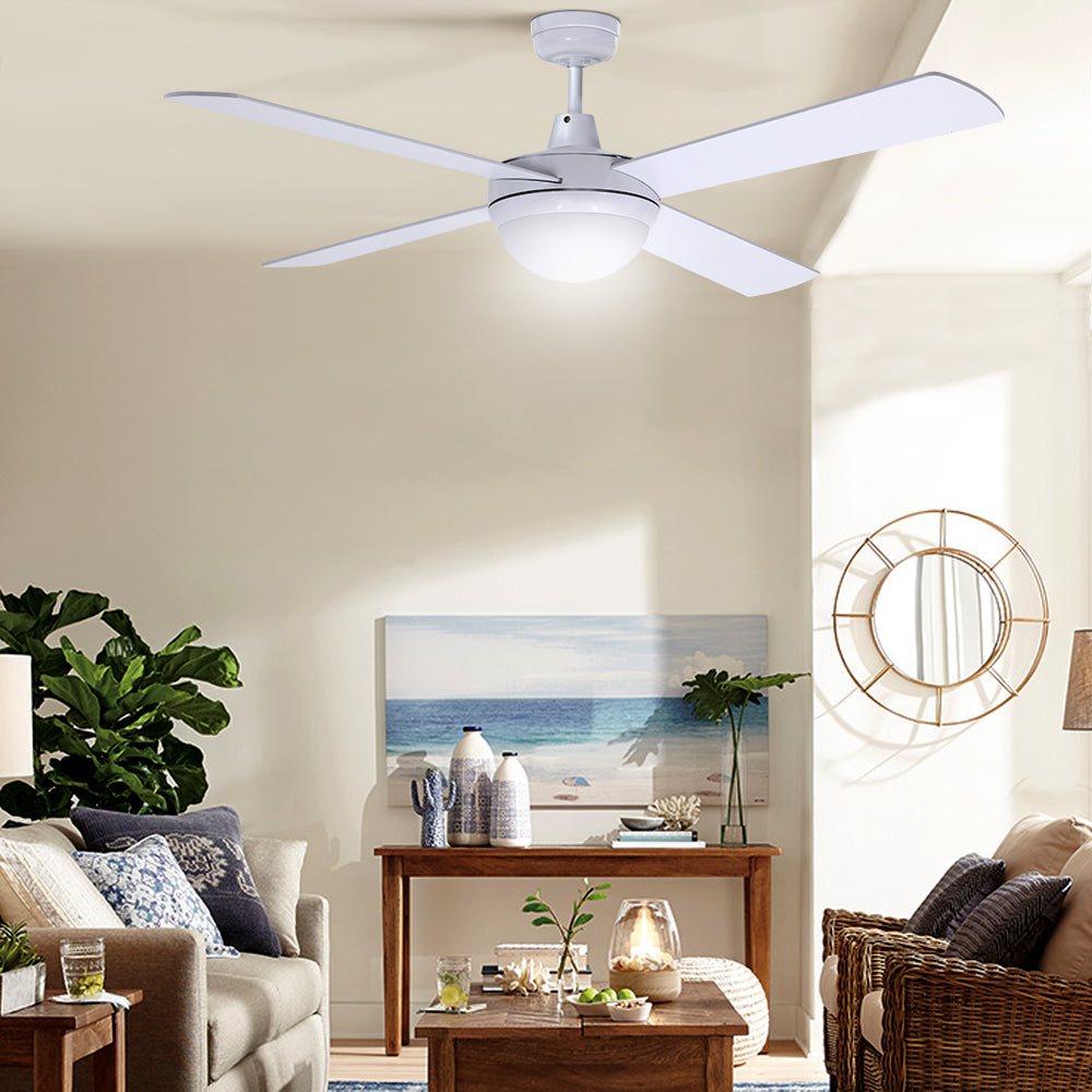 Devanti 52'' Ceiling Fan w/Light w/Remote Timer - White