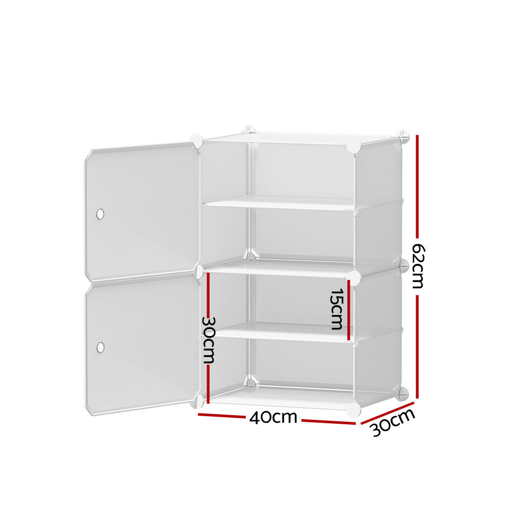 Artiss Shoe Cabinet DIY Shoe Box White Storage Cube Portable Organiser Stand