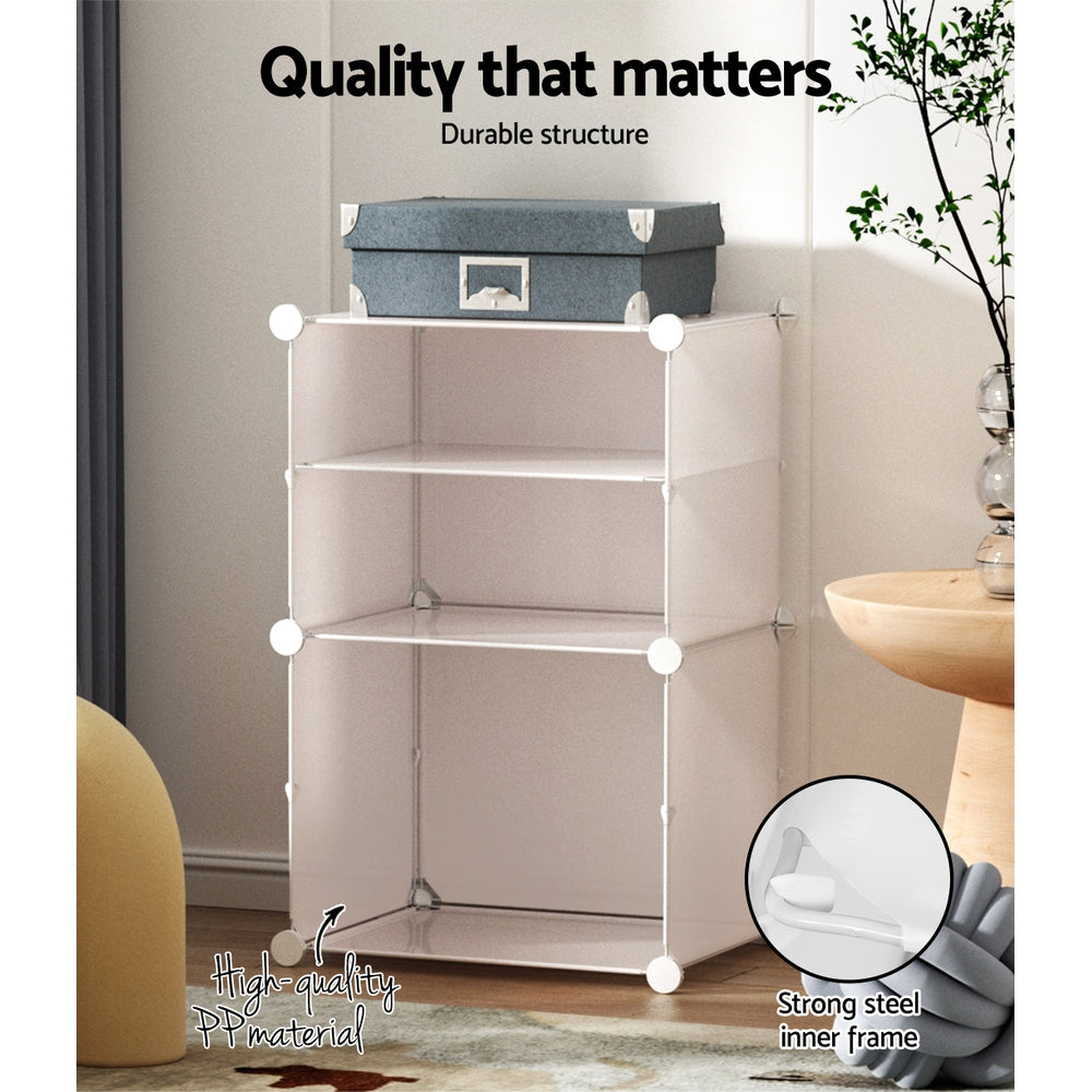 Artiss Shoe Cabinet DIY Shoe Box White Storage Cube Portable Organiser Stand