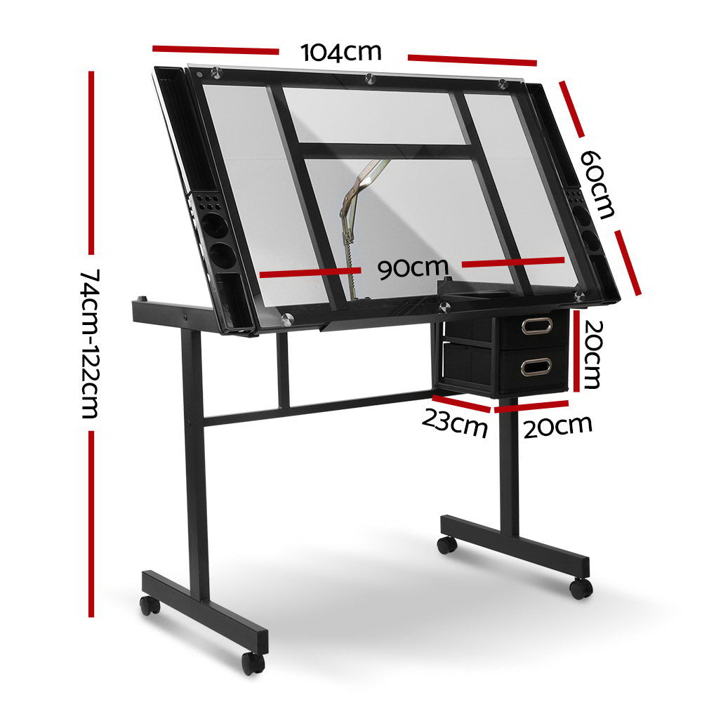 Artiss Adjustable Drawing Desk - Black and Grey