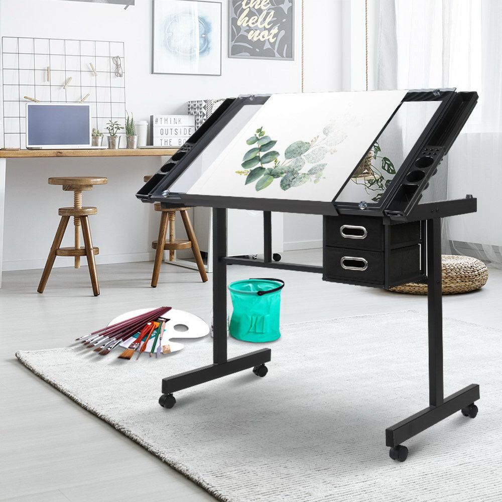 Artiss Adjustable Drawing Desk - Black and Grey