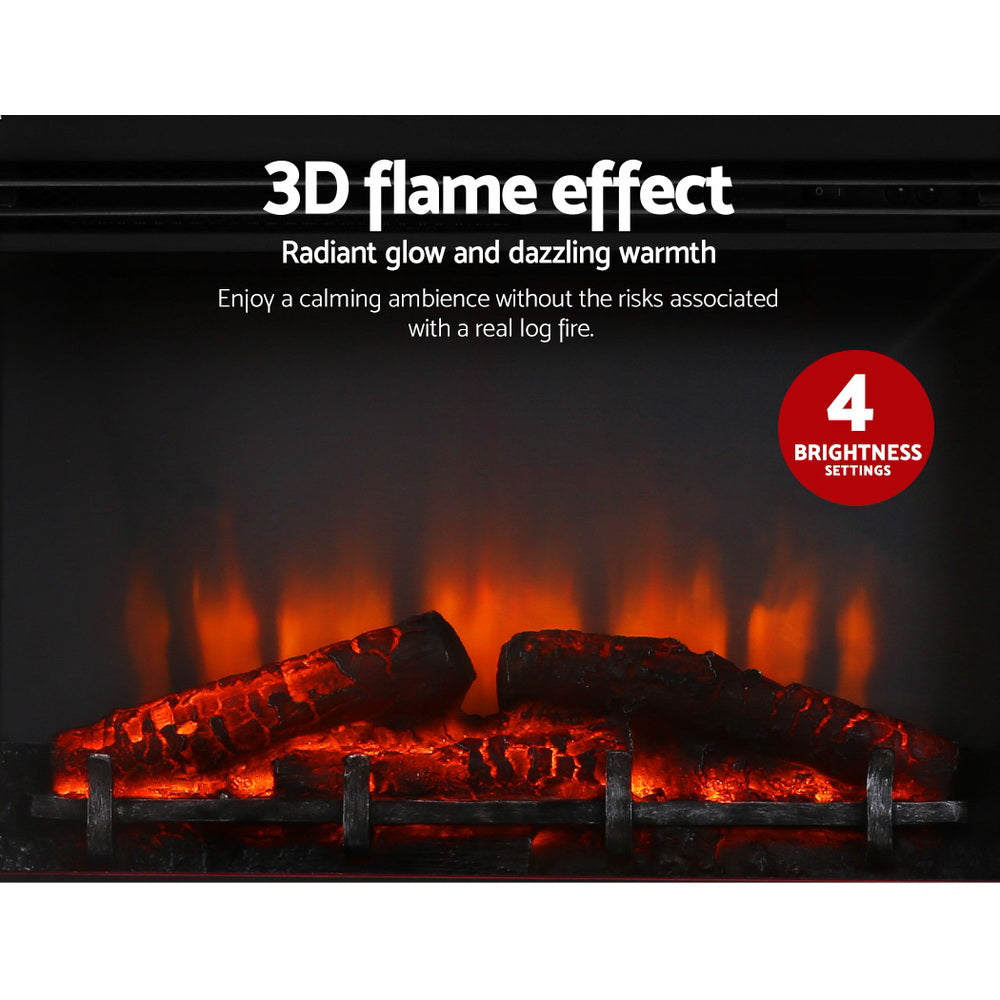 Devanti 2000W Electric Fireplace Mantle Portable Fire Log Wood Heater 3D Flame Effect White