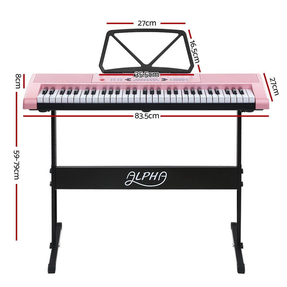 Alpha 61 Key Lighted Electronic Piano Keyboard LED Electric Holder Music Stand