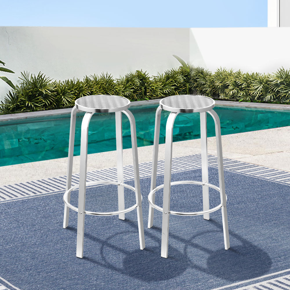 Gardeon Set of 2 Outdoor Bar Stools Patio Furniture Indoor Bistro Kitchen Aluminum