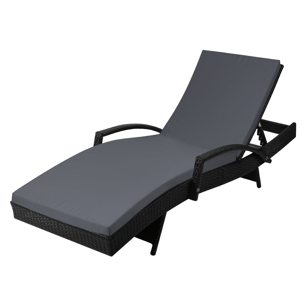 Gardeon Outdoor Sun Lounge - Black