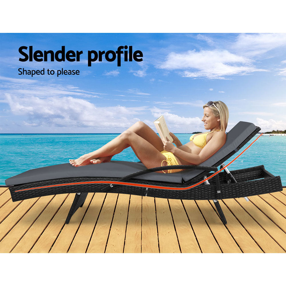 Gardeon Outdoor Sun Lounge - Black