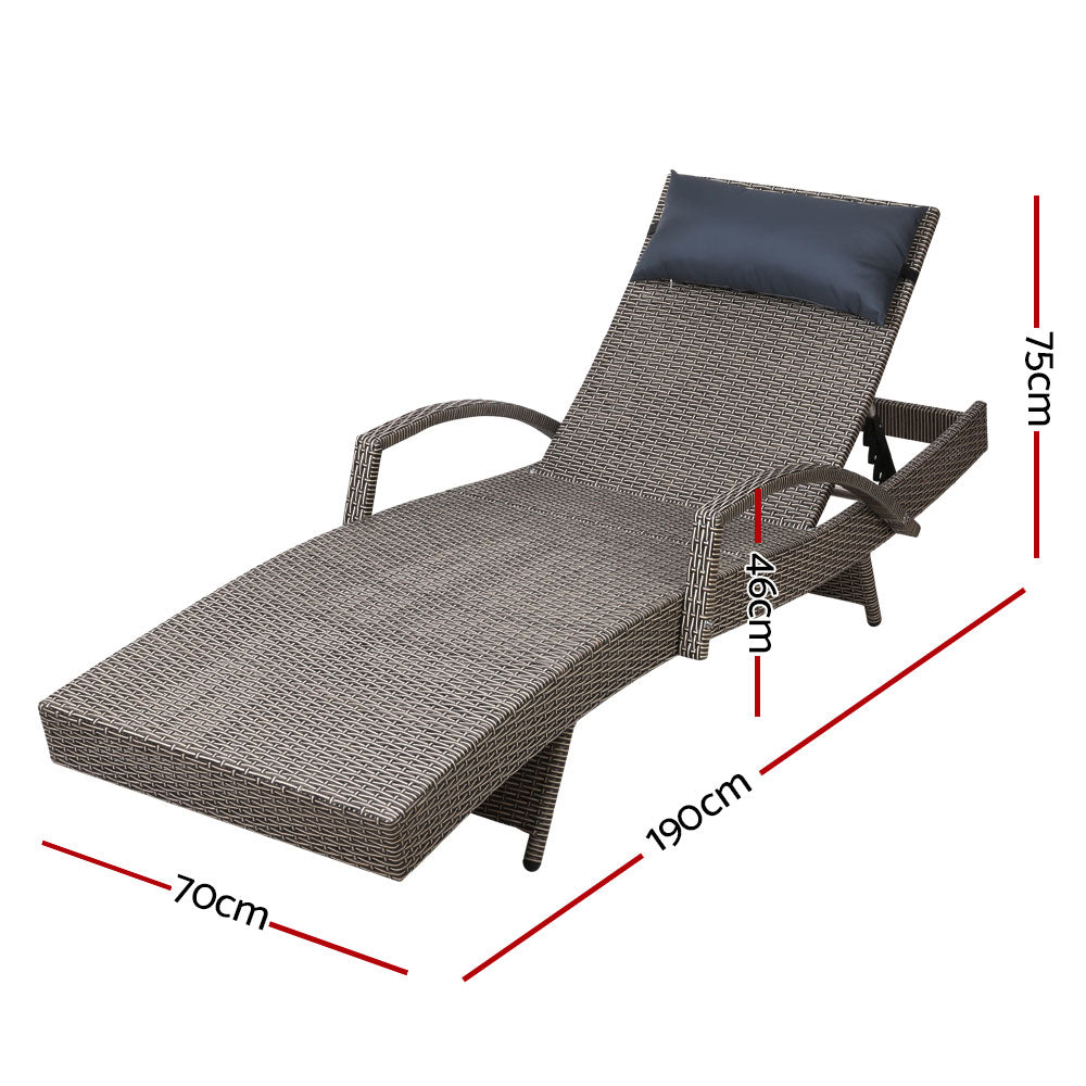 Gardeon Outdoor Sun Lounge Furniture Day Bed Wicker Pillow Sofa Set