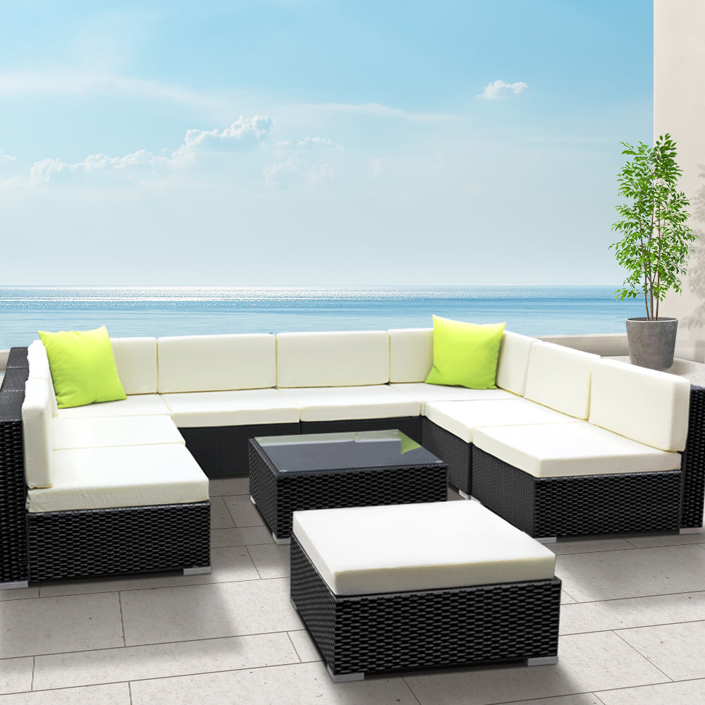 Gardeon 10PC Outdoor Furniture Sofa Set Wicker Garden Patio Lounge