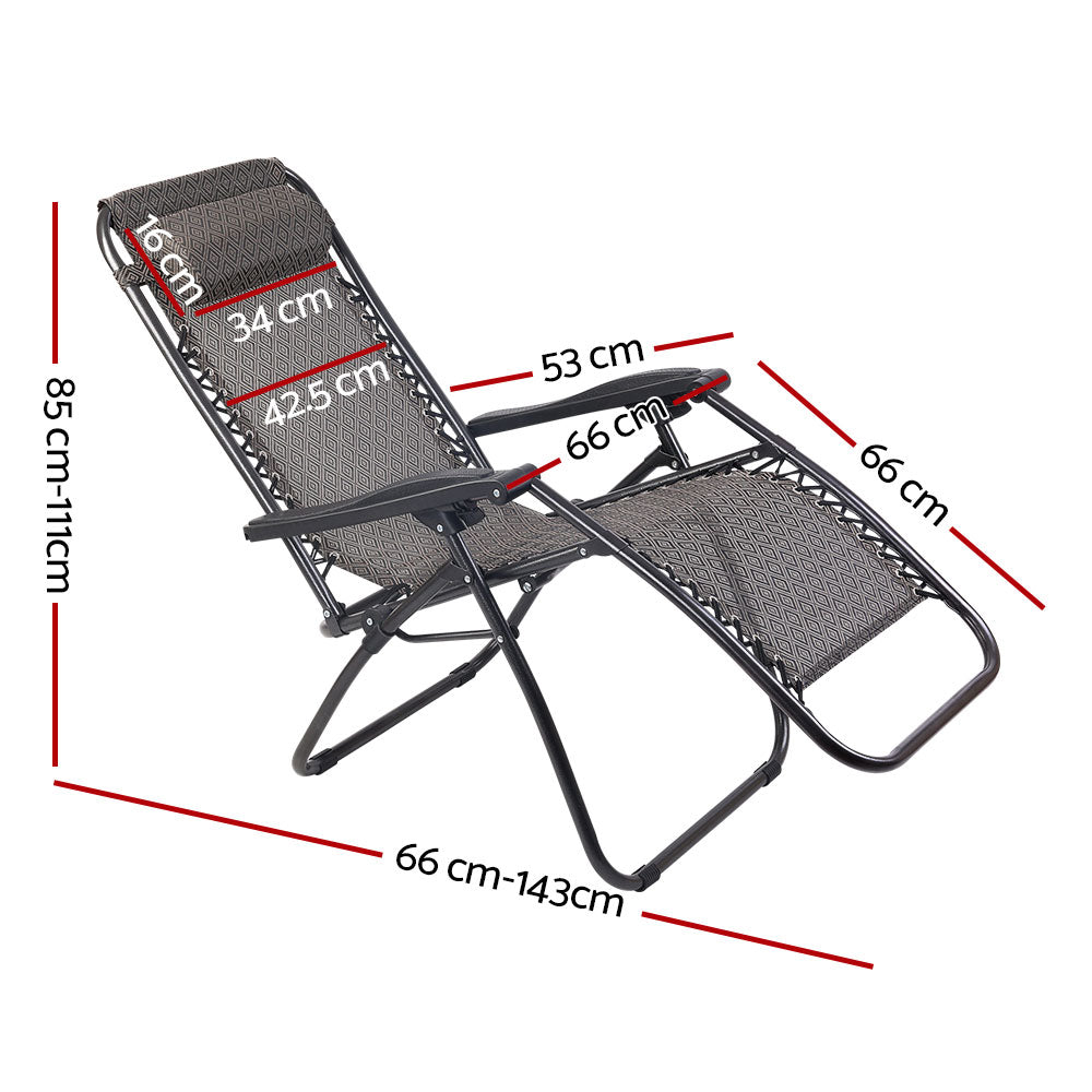 Gardeon Zero Gravity Recliner Chairs Outdoor Sun Lounge Beach Chair Camping - Beige