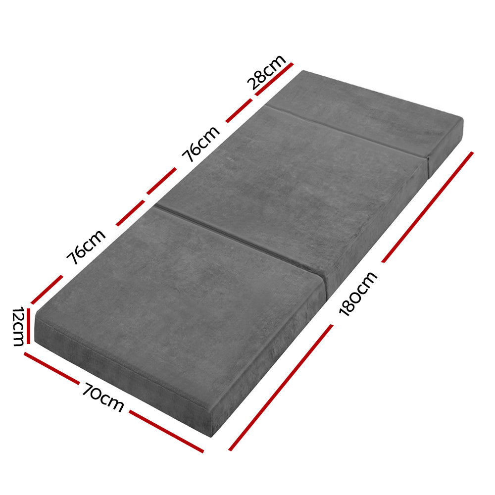 Giselle Bedding Folding Foam Portable Mattress Grey