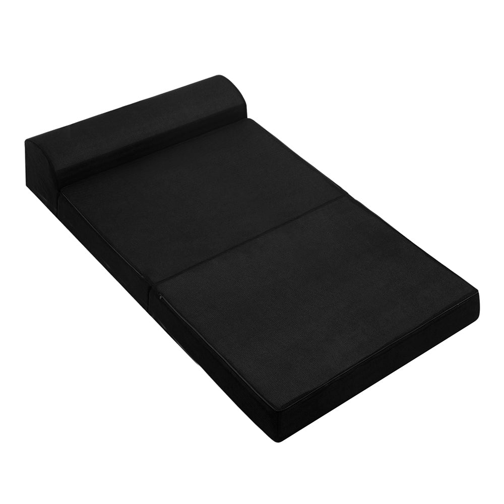 Giselle Bedding Folding Foam Mattress Portable Double Sofa Bed Mat Air Mesh Fabric Black