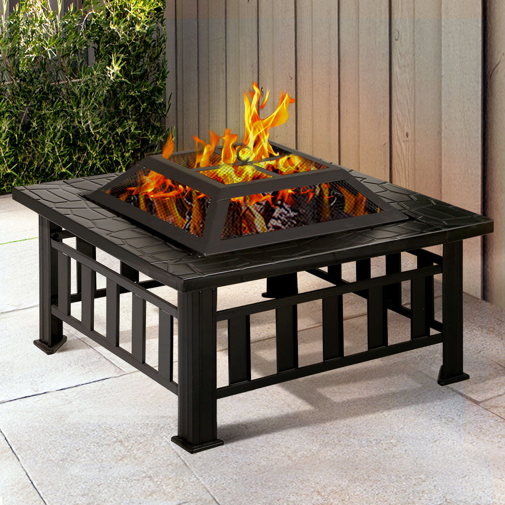 Fire Pit BBQ Table Grill Outdoor Garden Wood Burning Fireplace Stove