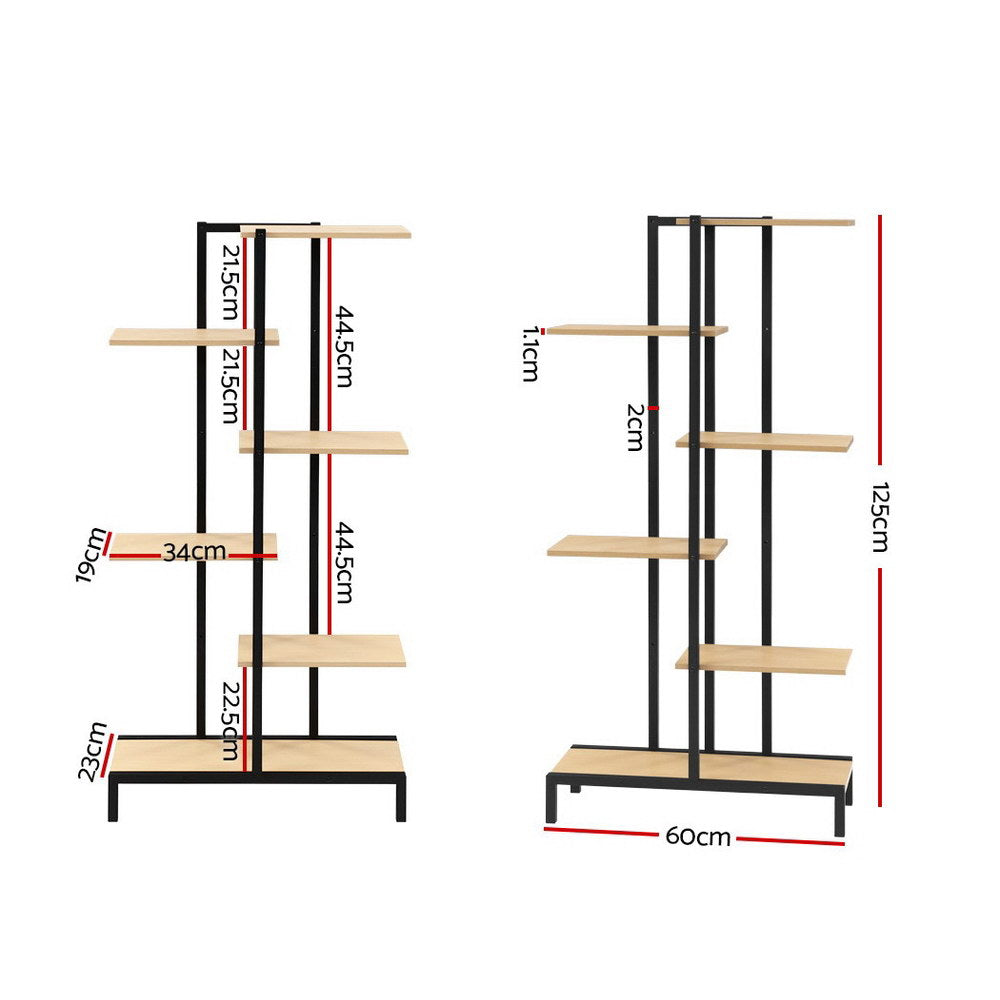 Artiss 6-tier Indoor Outdoor Metal Wood Plant Stand Garden Shelf Garden Display