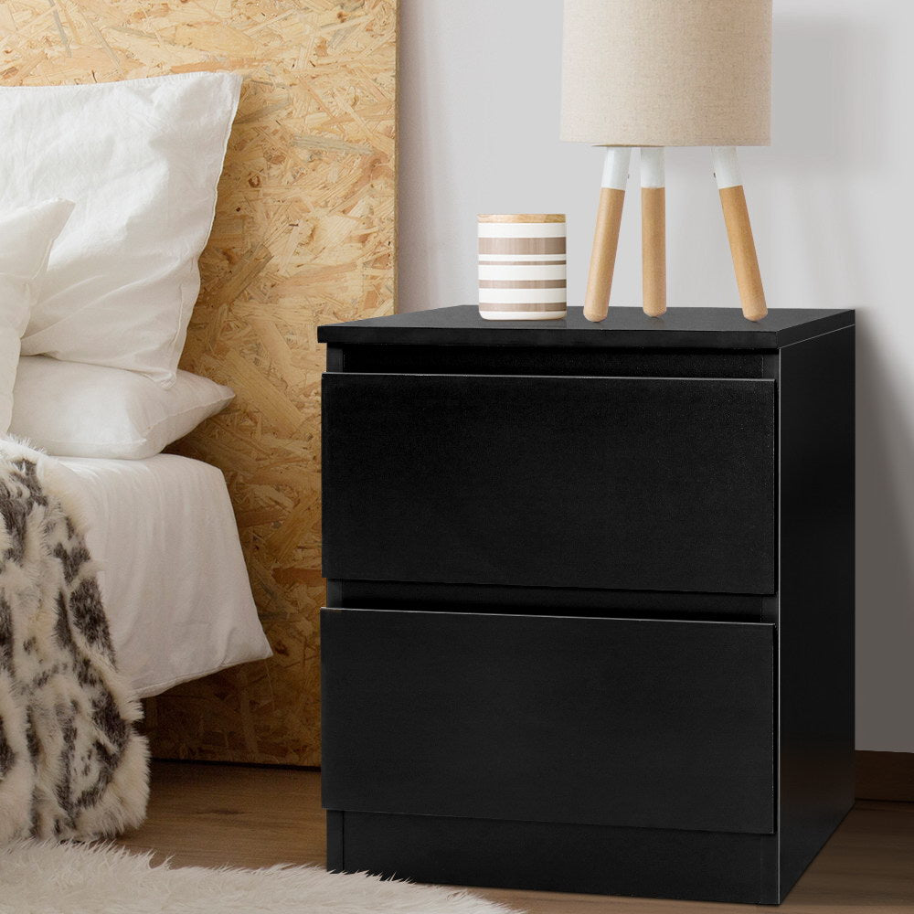 Artiss Bedside Tables Drawers Side Table Bedroom Furniture Nightstand Black Lamp