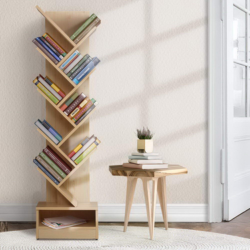 Artiss Display Shelf 9-Shelf Tree Bookshelf Book Storage Rack Bookcase Natural