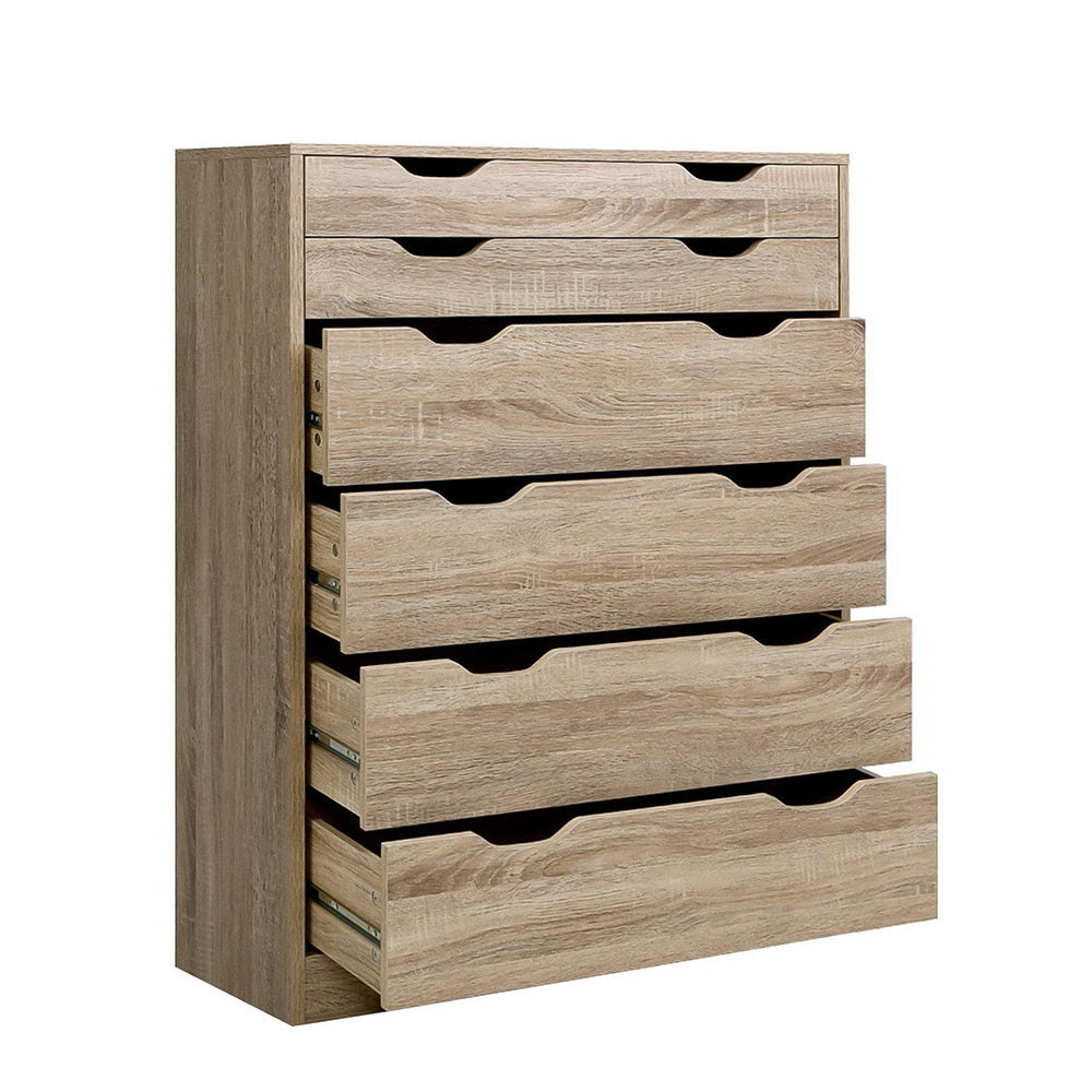 Artiss 6 Chest of Drawers Tallboy Dresser Table Storage Cabinet Oak Bedroom