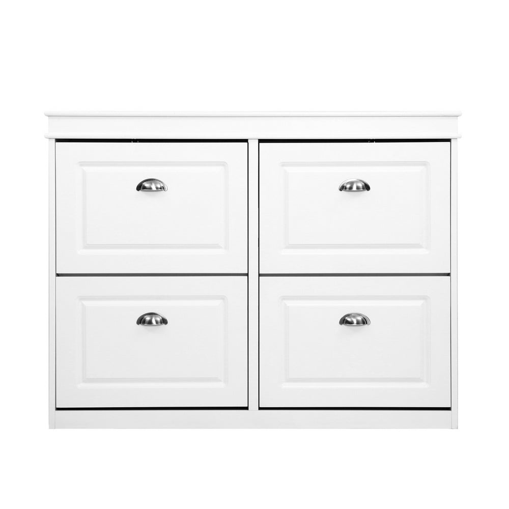 Artiss Shoe Cabinet Shoes Storage Rack Organiser White Shelf Drawer Cupboard 24 Pairs