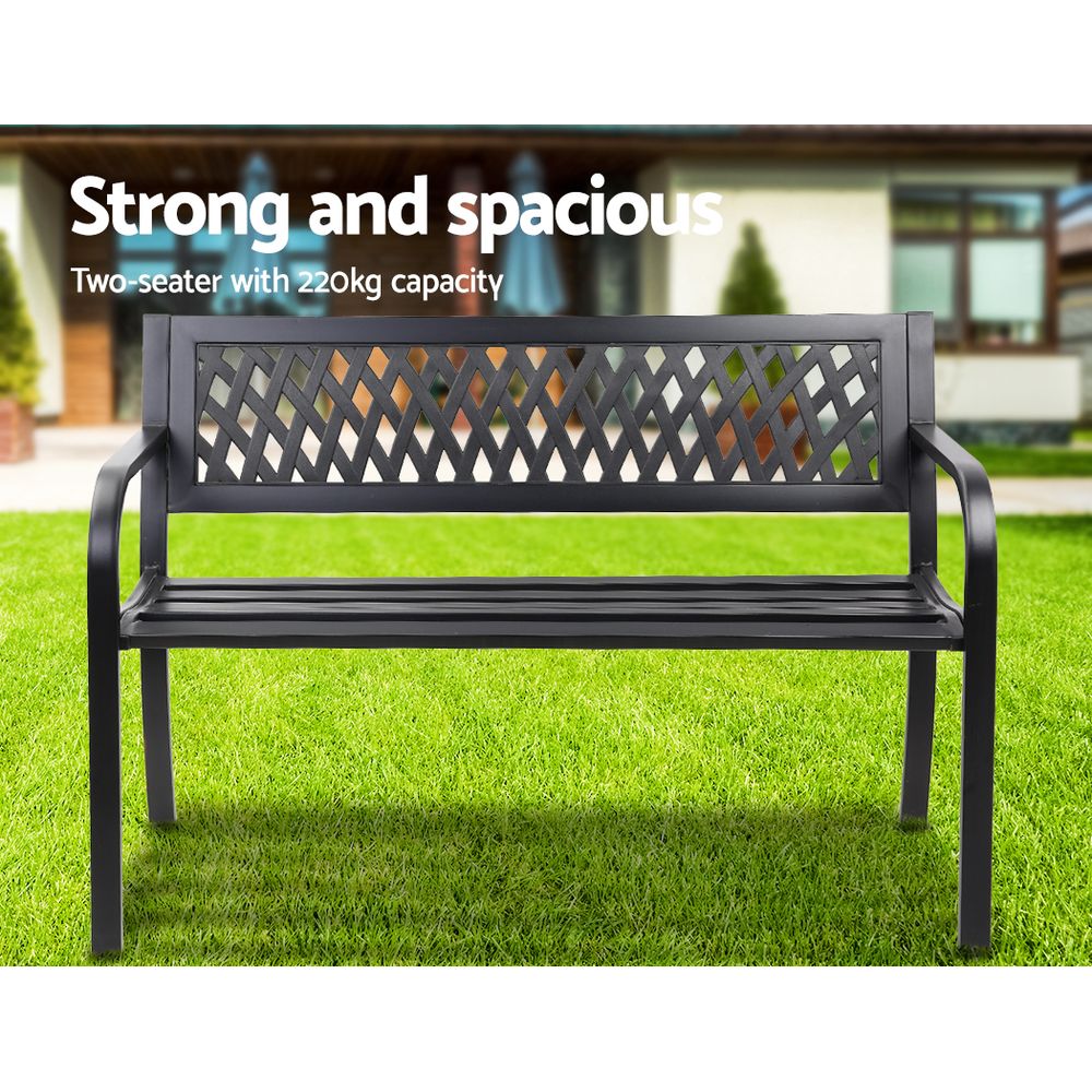 Gardeon Steel Modern Garden Bench - Black