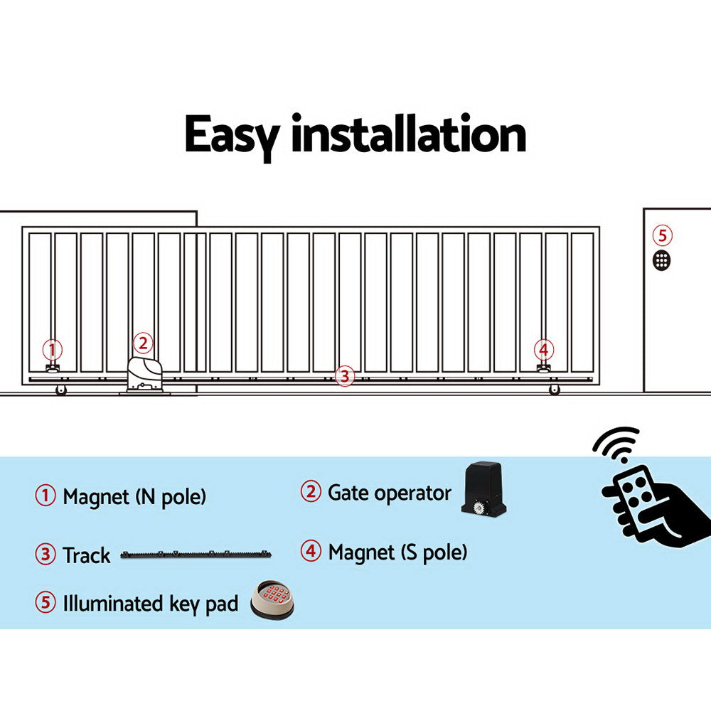 Auto Electric Sliding Gate Opener 1000KG Keypad 6M Rails