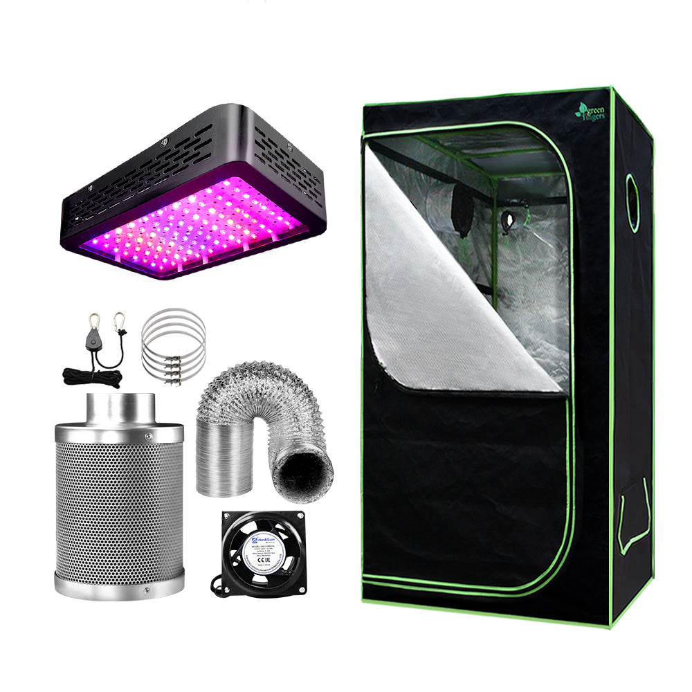 Greenfingers Grow Tent 1000W LED Grow Light 80X80X160cm Mylar 4" Ventilation