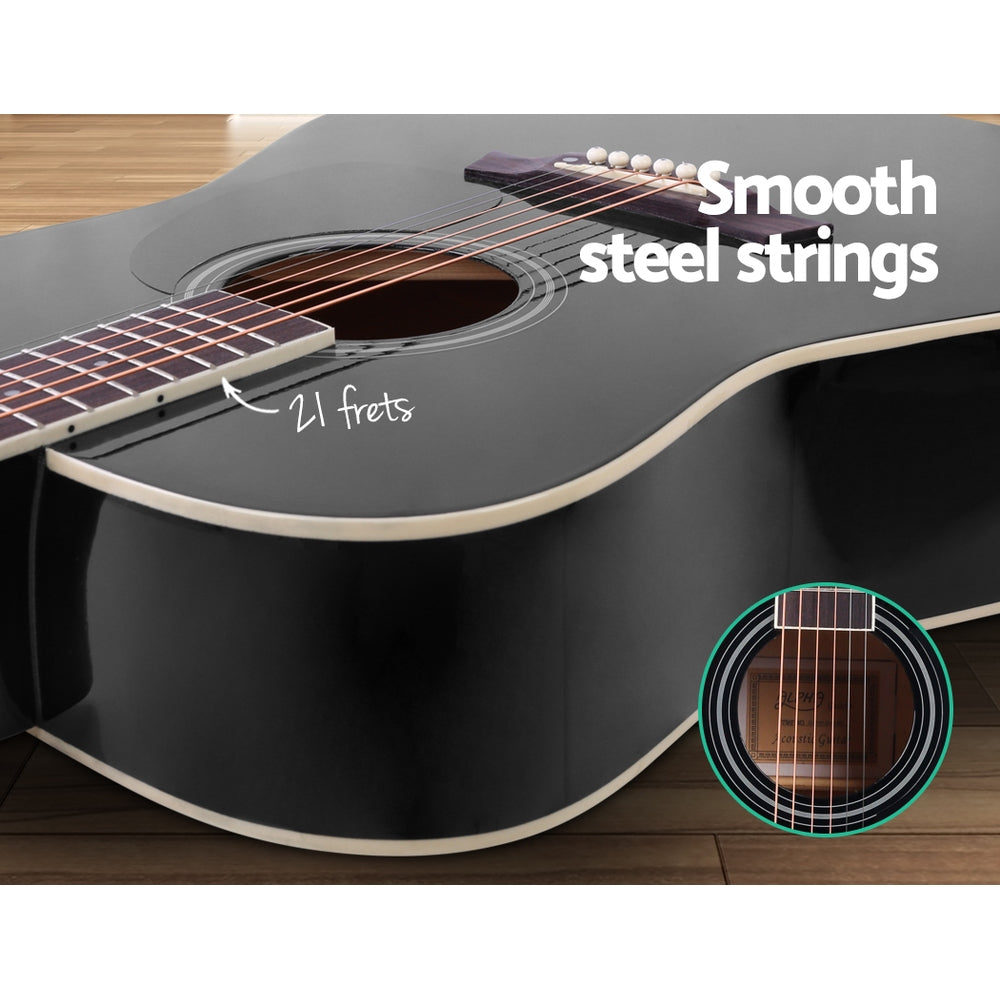 ALPHA 41 Inch Wooden Acoustic Guitar Black