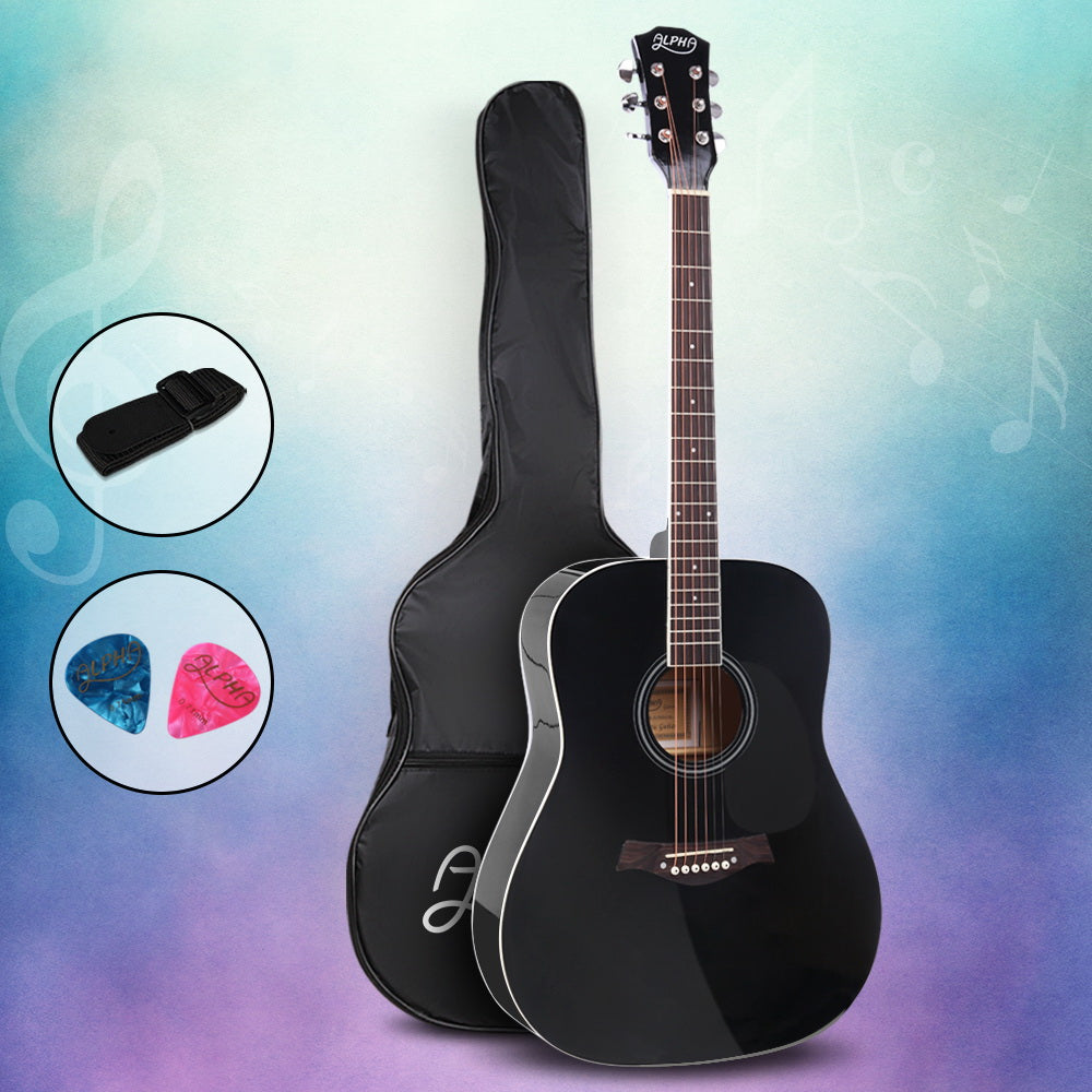 ALPHA 41 Inch Wooden Acoustic Guitar Black