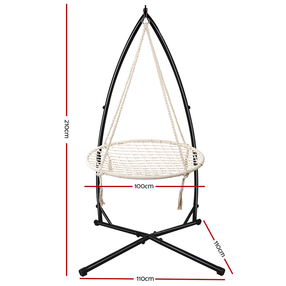 Keezi Kids Outdoor Nest Spider Web Swing Hammock Chair with Steel Stand 100cm