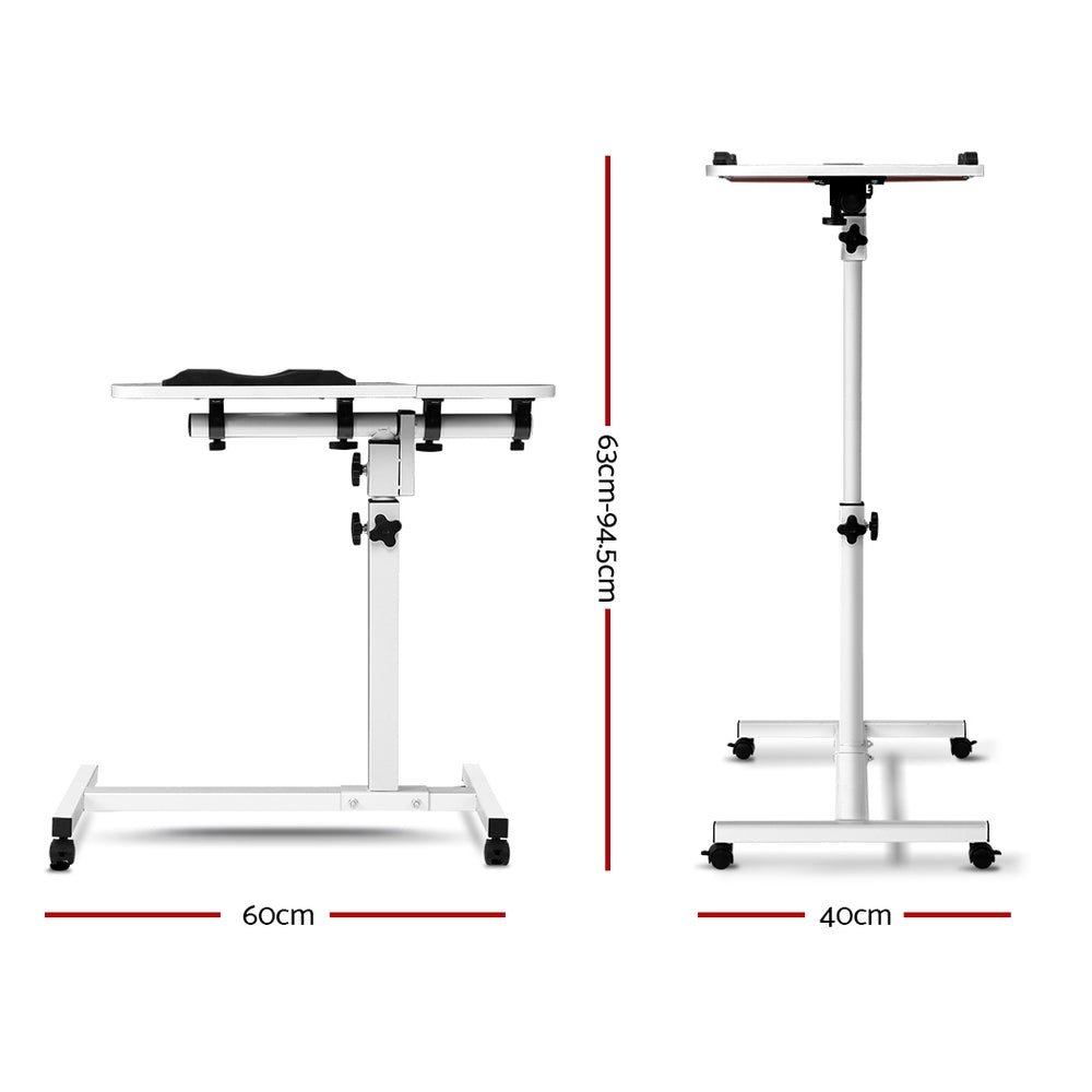 Artiss Laptop Table Desk Adjustable Stand With Fan - White