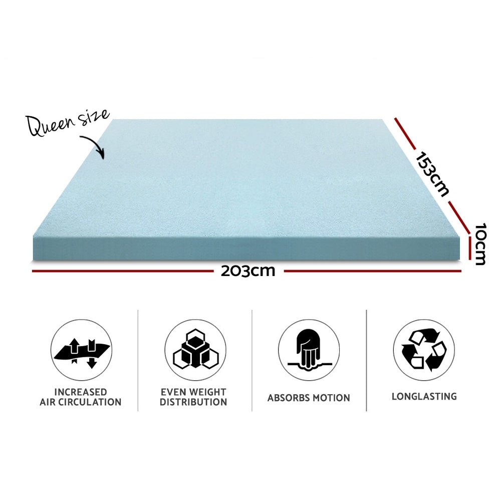 Giselle Bedding Cool Gel Memory Foam Mattress Topper w/Bamboo Cover 10cm - Queen