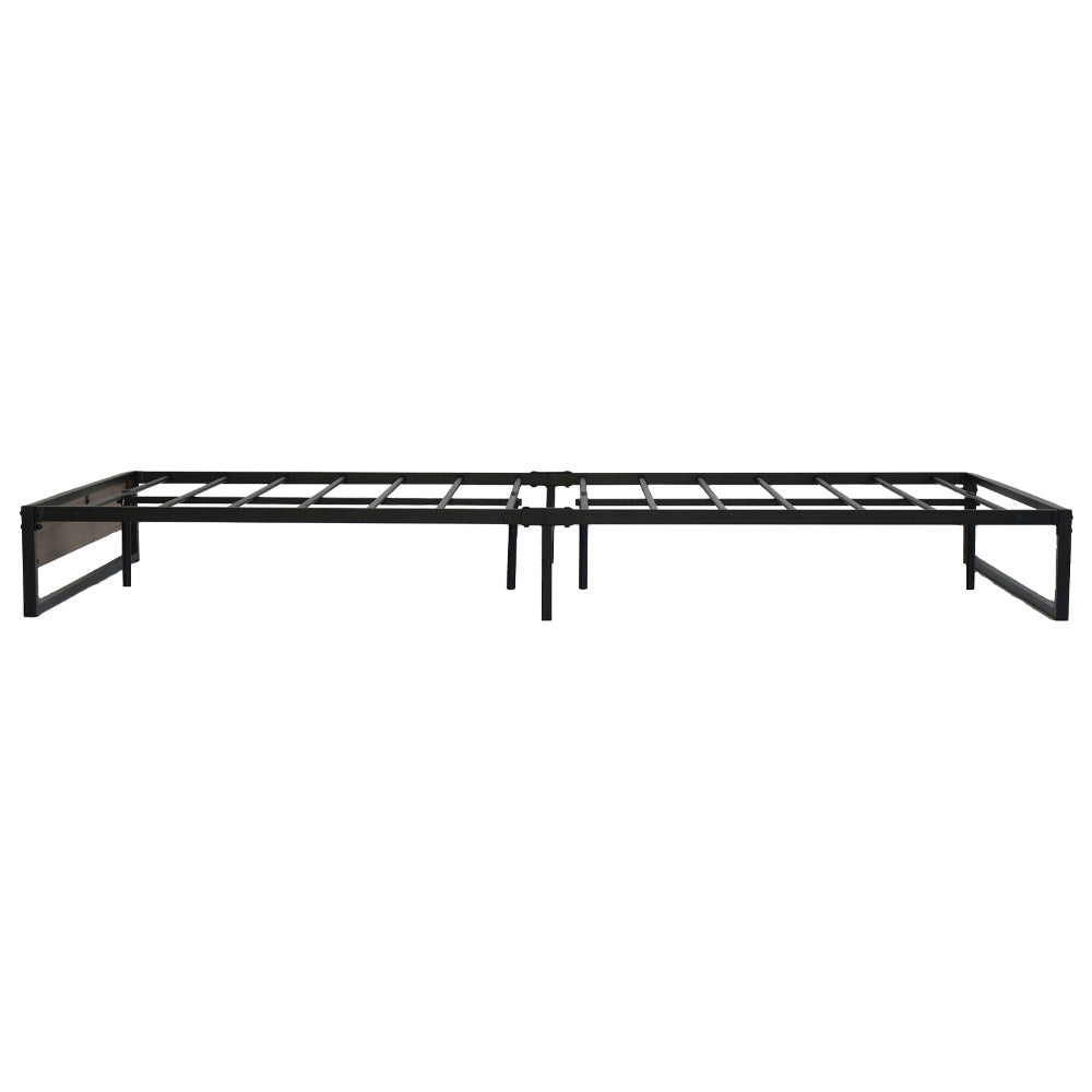 Metal Bed Frame Double Size Mattress Base Platform Foundation Wooden Black OSLO