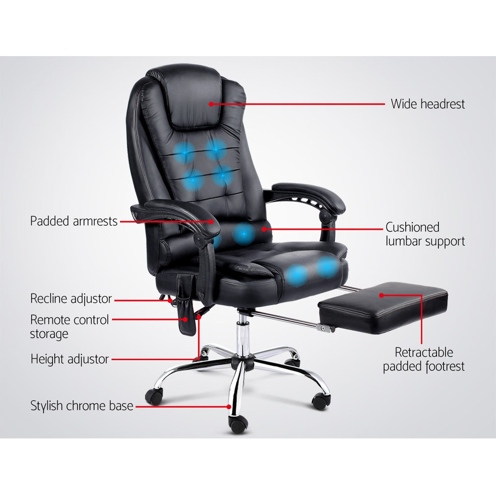 Artiss 8 Point Reclining Massage Chair - Black