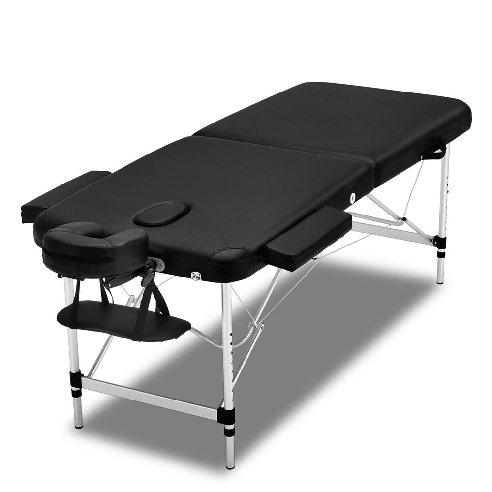 Zenses 2 Fold Portable Aluminium Massage Table - Black