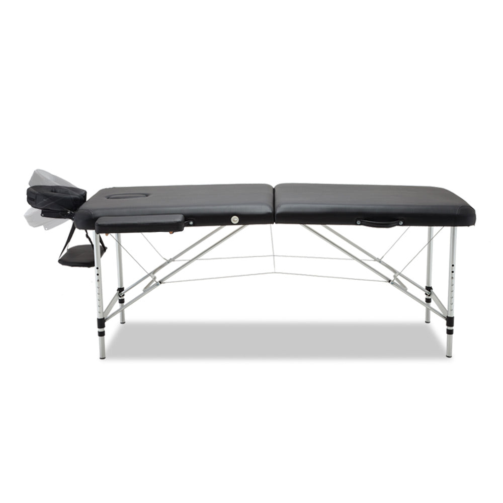 Zenses 2 Fold Portable Aluminium Massage Table - Black