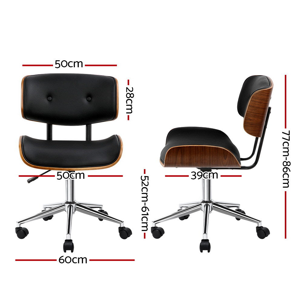 Artiss Wooden Office Chair Black Leather