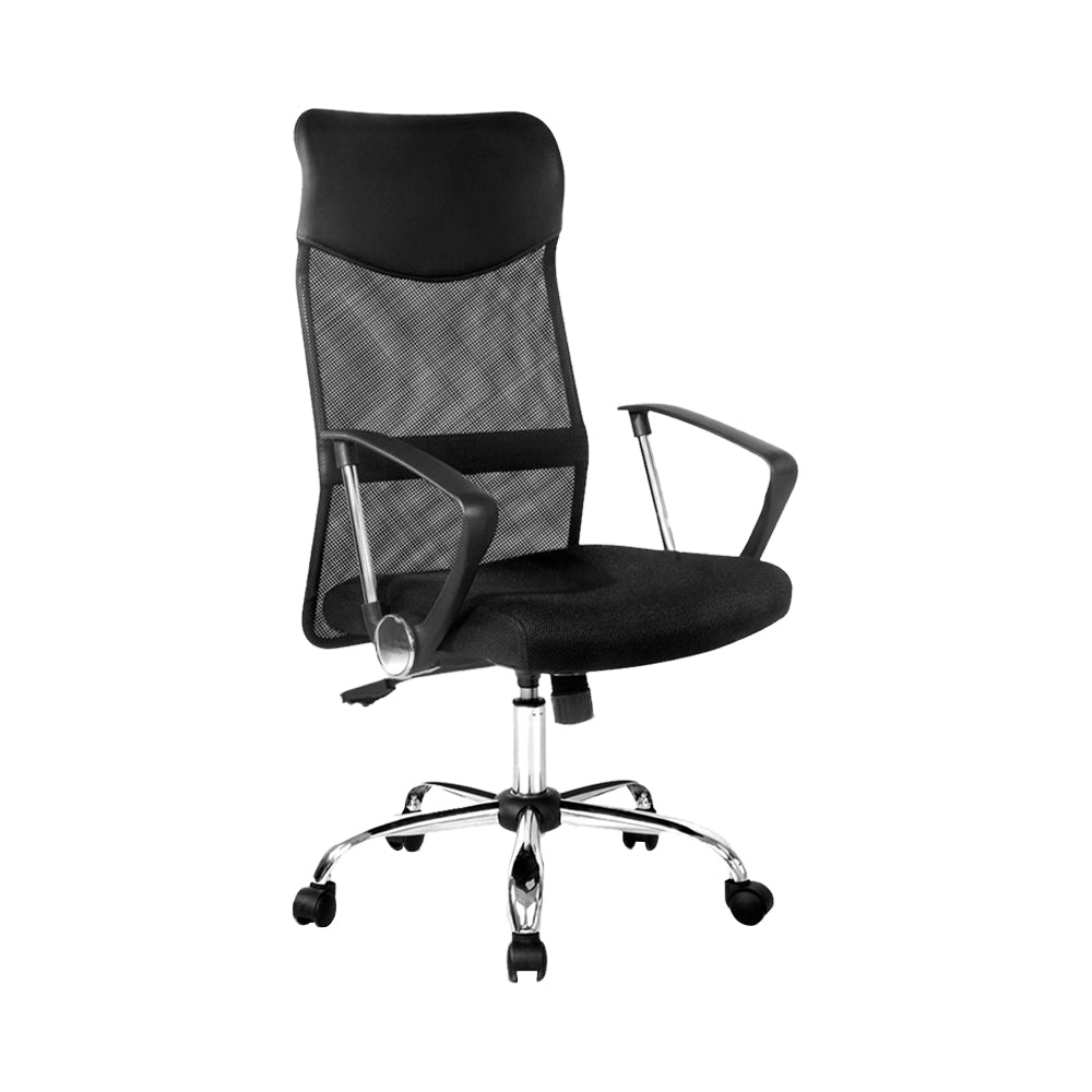 PU Leather Mesh High Back Office Chair - Black