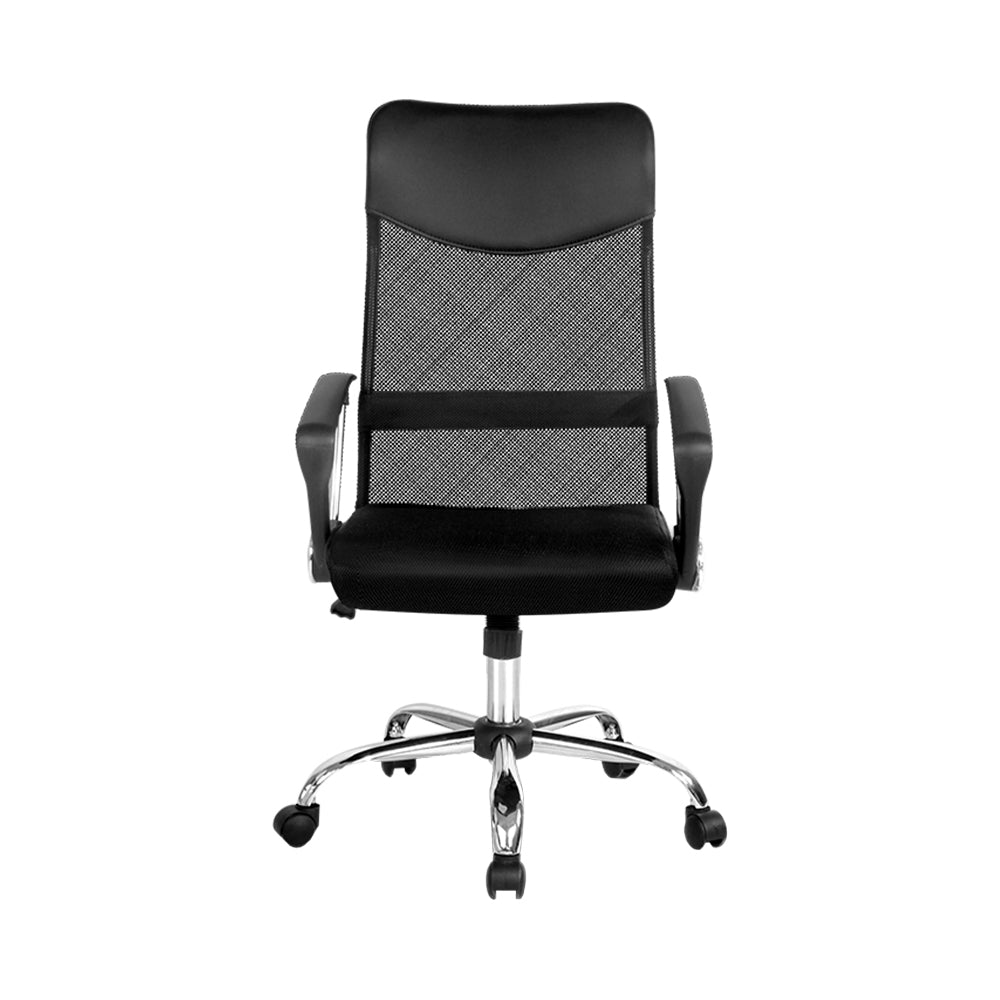 PU Leather Mesh High Back Office Chair - Black