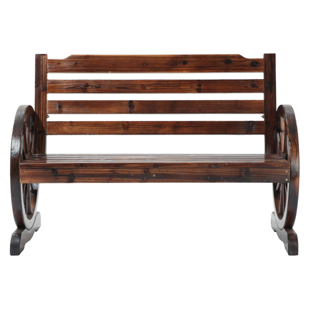 Gardeon Wooden Wagon Wheel Bench - Brown