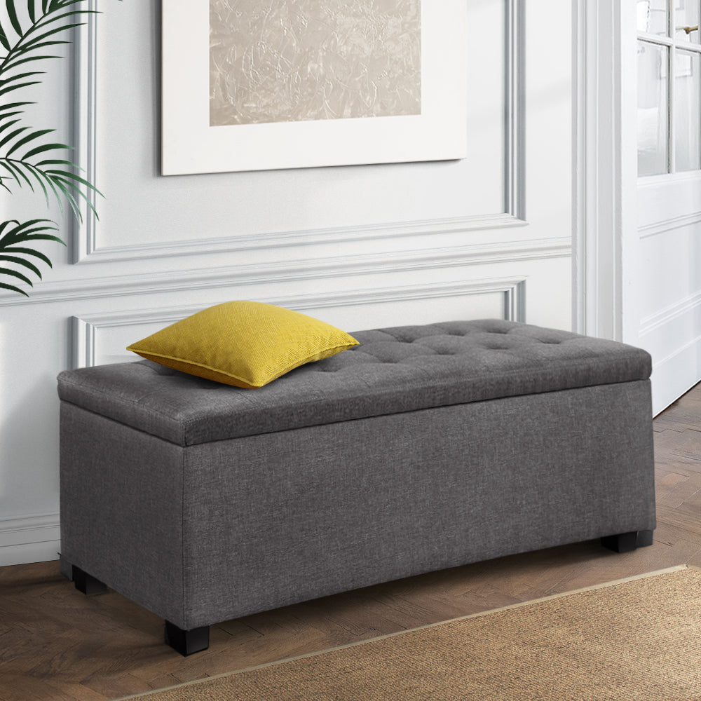 Artiss Large Fabric Storage Ottoman - Grey